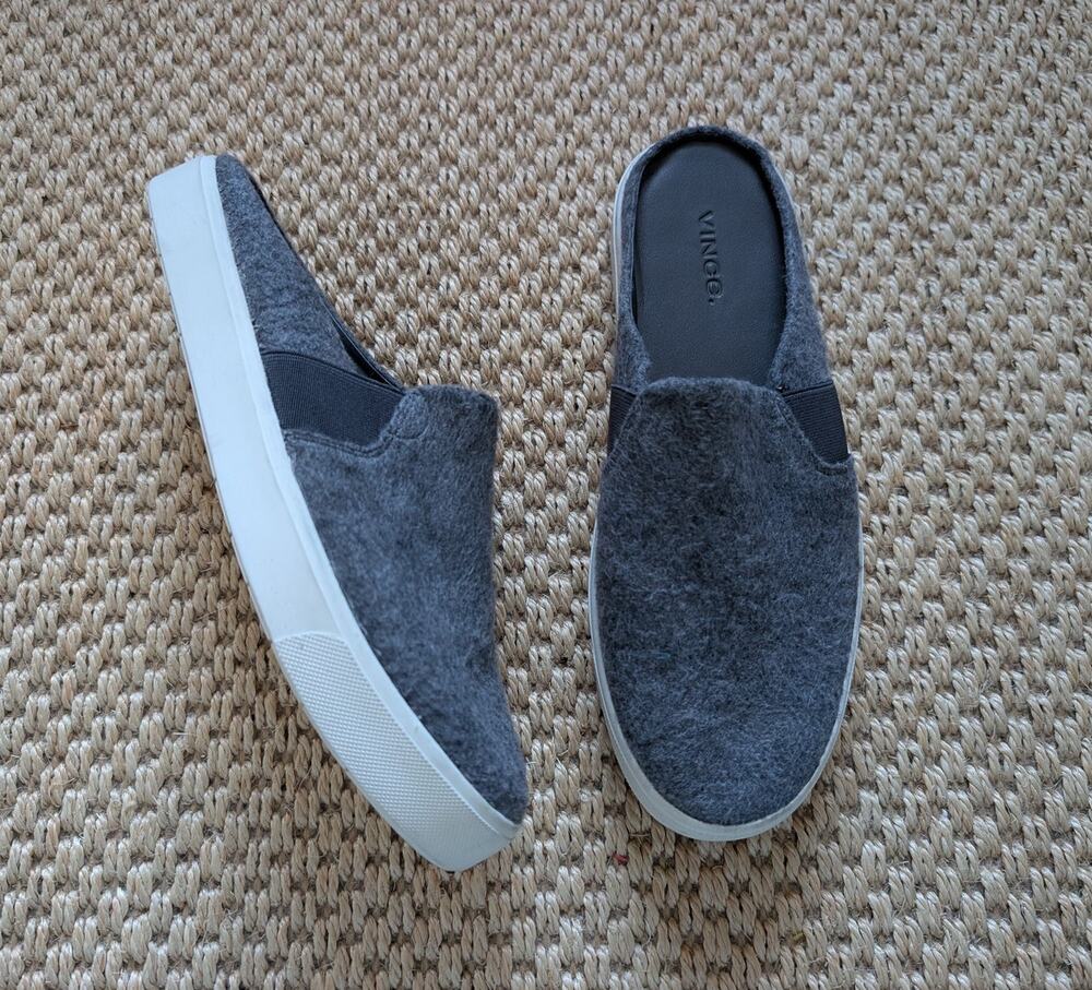 Vince Blair Gray Wool Felt Mule Slip-On Sneakers 7.5/Eur 37.5